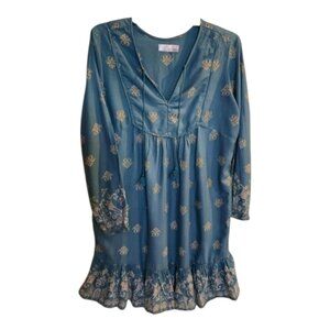 Women's blue boho dress size XXL peasant hippie cottagecore